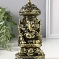 Сувенир полистоун "Ганеша с крысами" бронза 5,3х8х15,5 см