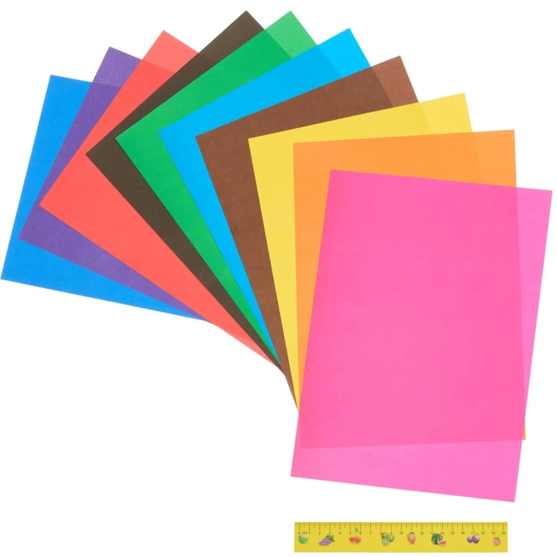 Бумага цветная А4,10л.10цв.немелованая,в папке Луч Школа творчества 1789-08