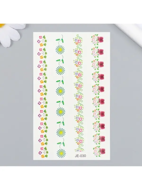 Переводные тату на тело цветные «Цветочные ленты», 12×7.5 см