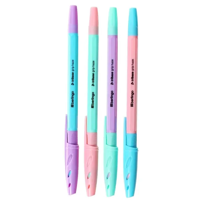 Ручка шариковая Berlingo. Tribase grip haze, синий стержень, узел 0.7 мм, резиновый упор, МИКС