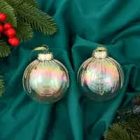 Ёлочные игрушки &laquo;Фейерверк&raquo;, шары новогодние, d=8 см, набор 2 шт., золотистый