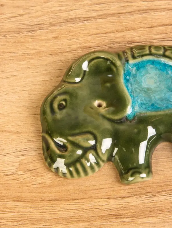 Подставка под благовония  Подставка под благовония "Слон" керамика, цв. зелёный, 8х6,5х1 см