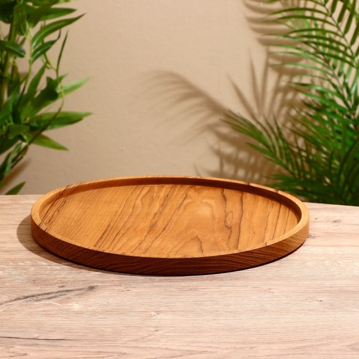 Блюдо 30х30х2 см, тиковое дерево