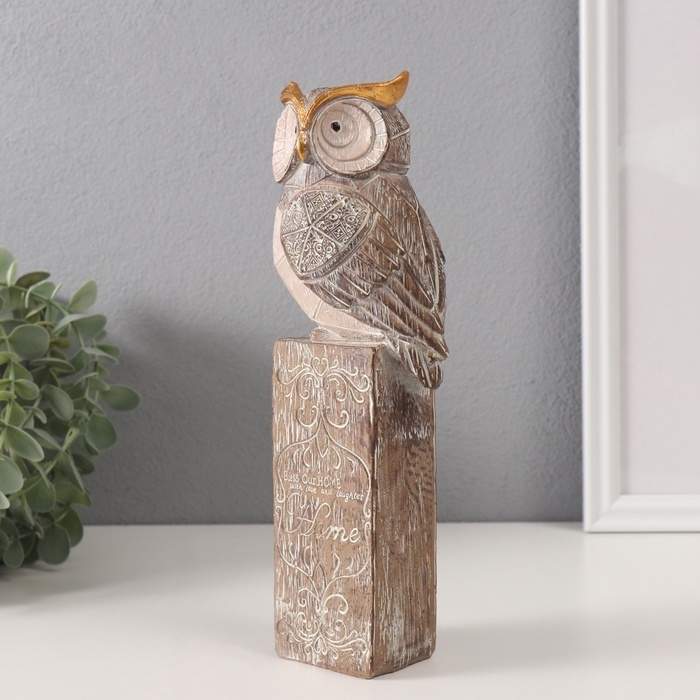 Сувенир полистоун Сувенир полистоун "Филин на пьедестале" беж 8х7х24 см