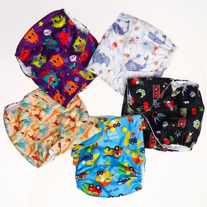 Многоразовый подгузник «Африка», 3-15 кг, цвет бежевый, Крошка Я