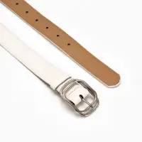 Ремень жен 06-01-02-01, Июнь2504, 3,2*0,3*110 см, без винта, пряж металл, 1 прокол, белый