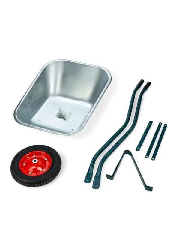 Тачка садовая одноколесная 65л/130кг, пневмоколесо 3.00-8. 350 мм, п-16 мм, кузов 0,6 мм Тачка садовая одноколесная 65л/130кг, пневмоколесо 3.00-8. 350 мм, п-16 мм, кузов 0,6 мм