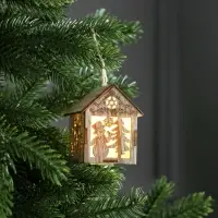 Ёлочная игрушка &laquo;Домик со снеговиком&raquo;, 8&times;6.5&times;6 см, от батареек, свечение тёплое белое