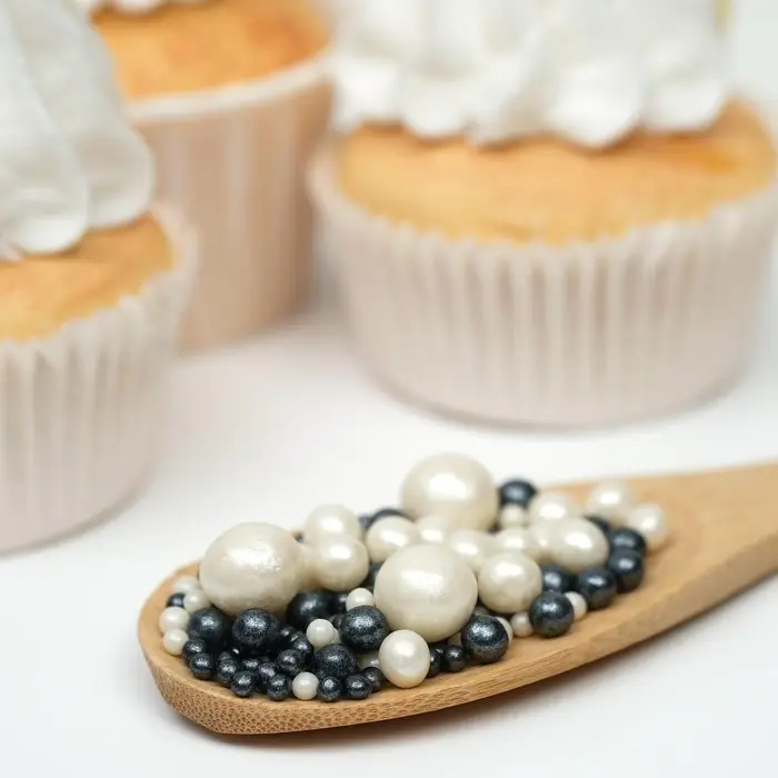 Кондитерская посыпка с мягким центром &laquo;Жемчуг&raquo; черно-белая, 50 г