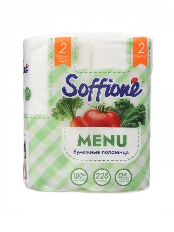 Полотенца бумажные Soffione Menu, 2 слоя, 2 рулона