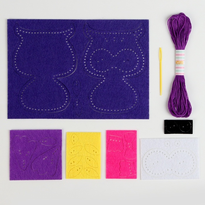 Набор для шитья. Игрушка из фетра своими руками «Сова», с перфорацией и наполнителем Набор для шитья. Игрушка из фетра своими руками «Сова», с перфорацией и наполнителем