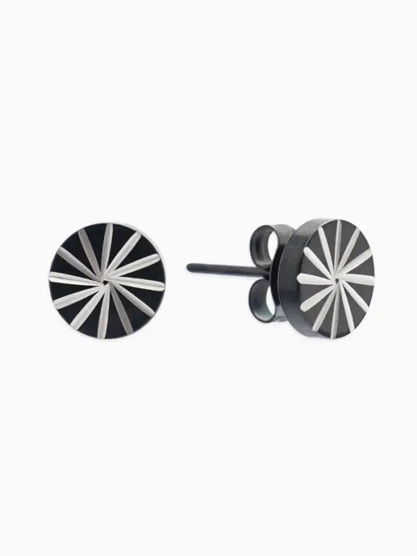 Серьги металл &laquo;Пусеты&raquo; стальные, грани, цвет чёрный