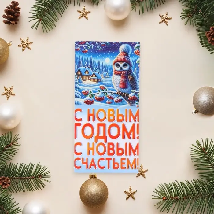 Конверт для денег «С Новым Годом! С Новым счастьем!», 8.3×16.5 см