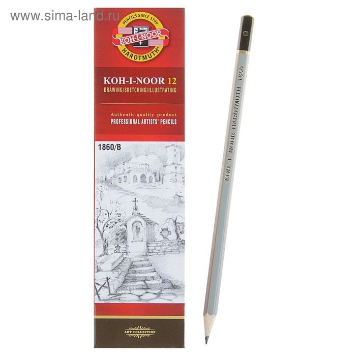 Карандаш чернографитный Koh-I-Noor 1860 B Gold Star, профессиональный Карандаш чернографитный Koh-I-Noor 1860 B Gold Star, профессиональный