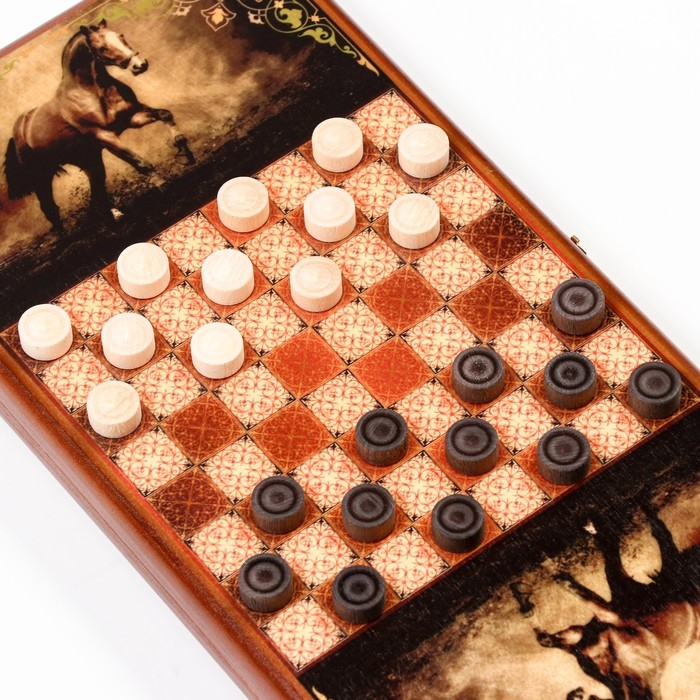 Нарды деревянные большие, настольная игра Нарды деревянные большие, настольная игра "Конь", 40 х 40 см, с шашками