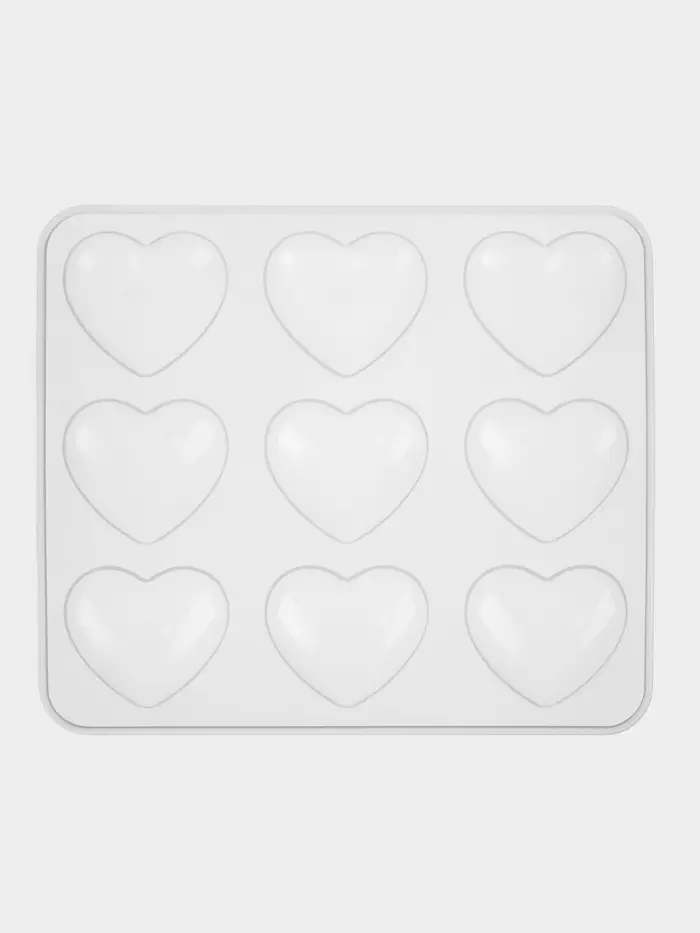 Форма для шоколада Доляна &laquo;Сердечки&raquo;, силикон, 20&times;17.5&times;0.6 см, 9 ячеек (5.5&times;5 см), прозрачная