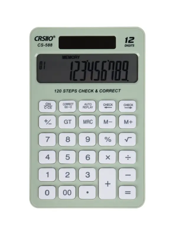 Калькулятор настольный 12-разрядный CS-588, корпус зеленый