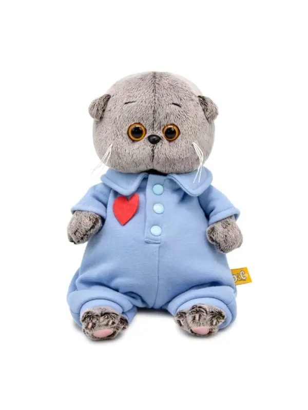 Мягкая игрушка &laquo;Кот Басик BABY&raquo; в голубом комбинезоне с сердечком, 20 см