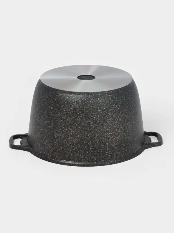 Кастрюля KUKMARA Granit ultra, 10 л, d=32.5 см, со стеклянной крышкой, антипригарное покрытие, литой алюминий, коричневая
