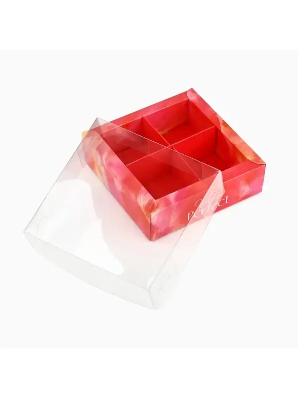 Коробка под 4 конфеты с ячейками &laquo;Яркие краски&raquo;, 10&times;10&times;3 см