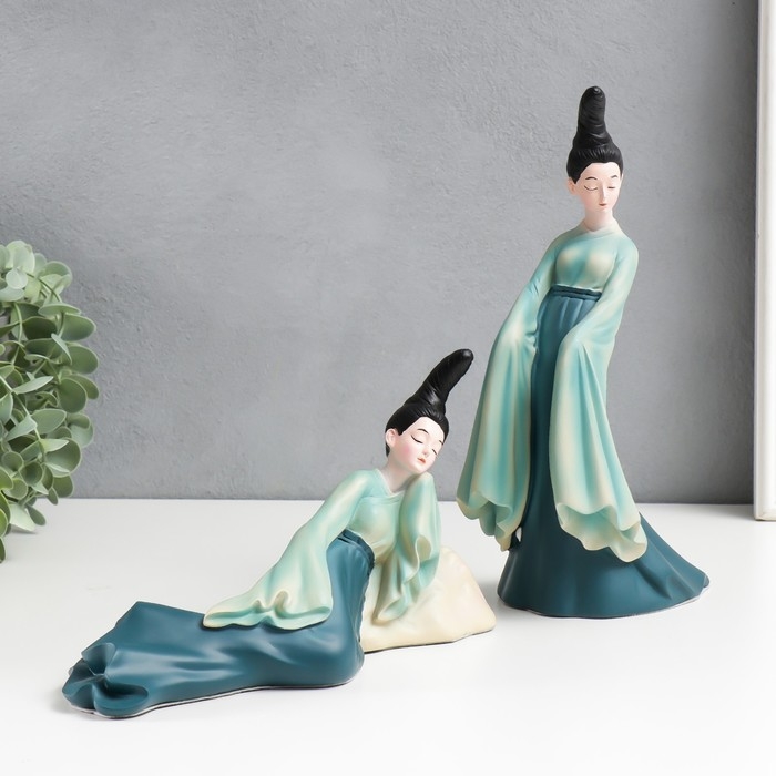 Сувенир полистоун  Сувенир полистоун "Китайские красавицы" набор 2 шт 13,5х25х10 26х16х9,5 см