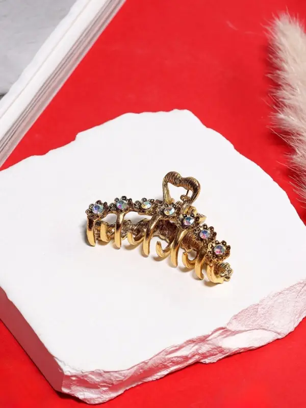 Крабик для волос &laquo;Каспиан&raquo;, цветочки, 5 см, золотистый