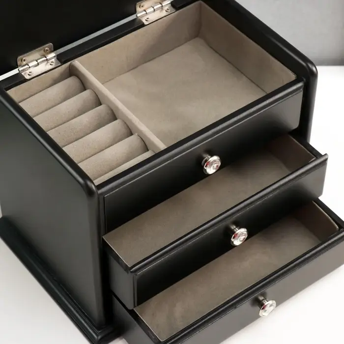 Шкатулка для украшений &laquo;Комод с 2 ящиками&raquo;, дерево, чёрный, 21.5&times;14.5&times;16 см