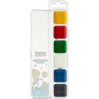 Краски акварельные Комус Класс Максики 6цв/наб,медов,квадр.кюветы,пл.пенал