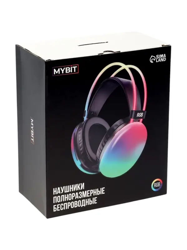 Наушники беспроводные, полноразмерные, Mybit W-33, RGB подсветка, Bluetooth 5.3, 800 мАч, Type-C, RGB подсветка, зелёные