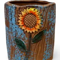 Декоративный горшок для цветов &laquo;Подсолнух&raquo;, 9&times;9&times;10 см, керамический, Greengo