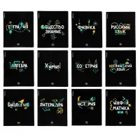 Набор предметных тетрадей ErichKrause. Inscription, 12 предметов, 48 листов, со справочным материалом, обложка из мелованного картона