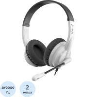 Гарнитура A4Tech HU-10 черный/белый 2м накладные USB(HU-10/USB/BLACK+WHITE)