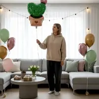 Воздушный шар фольгированный 30" &laquo;Кактус сердечко&raquo;