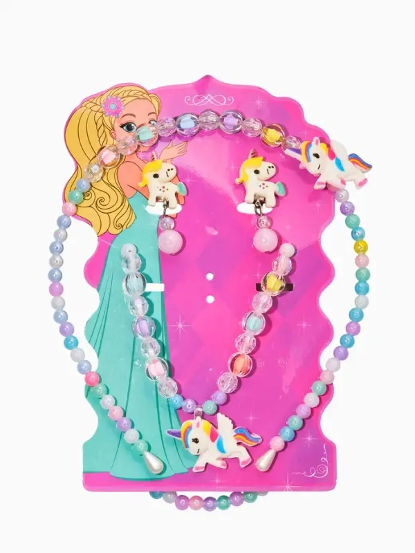 Комплект детский «Выбражулька» 3 предмета, клипсы, бусы, ободок, единорог, цветной Комплект детский «Выбражулька» 3 предмета, клипсы, бусы, ободок, единорог, цветной