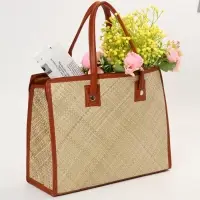 Сумка плетёная на молнии из пандана, 41&times;16&times;50 см, светло-коричневая