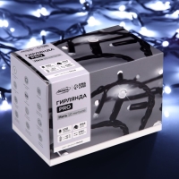 Гирлянда «Нить» 10 м, IP65, УМС, тёмная каучуковая нить, 100 LED, свечение белое, мерцание, 220 В