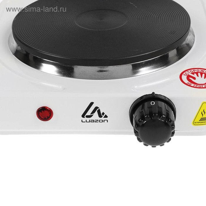 Плитка электрическая Luazon LHP-002, 1 конфорка, 1000 Вт, нагреватель диск, белая Плитка электрическая Luazon LHP-002, 1 конфорка, 1000 Вт, нагреватель диск, белая