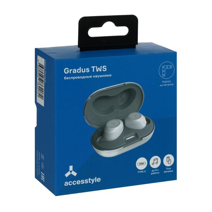 Наушники Accesstyle Gradus TWS, беспроводные, вакуумные, микрофон, BT 5.1, 50/350 мАч, белые