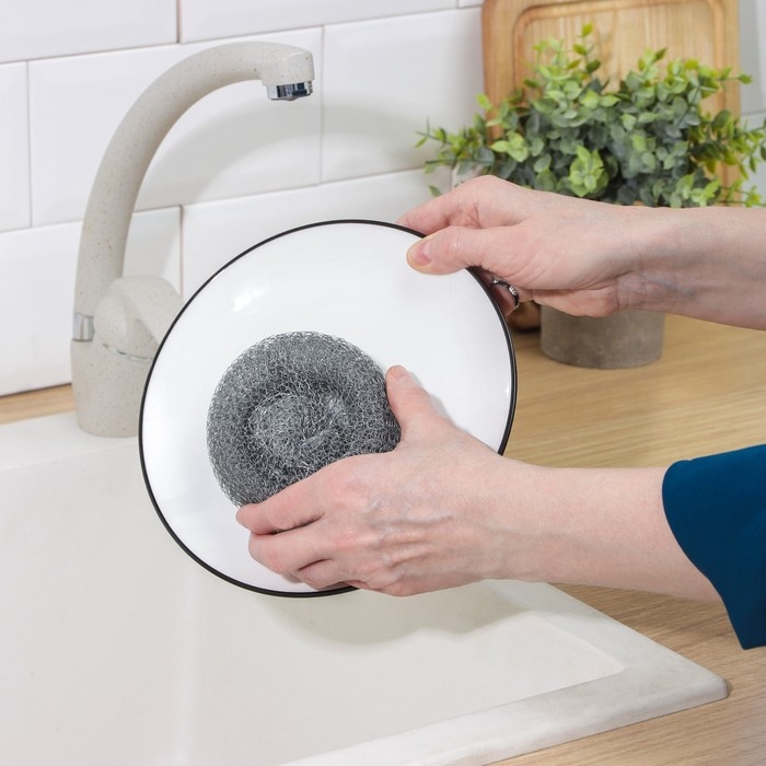 Губка для посуды металлическая Raccoon, плетёная, оцинкованная, 40 гр Губка для посуды металлическая Raccoon, плетёная, оцинкованная, 40 гр