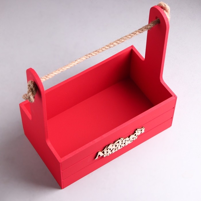 Ящик - кашпо деревянный 25х15х30  Ящик - кашпо деревянный 25х15х30 "Любимой Маме" Красный