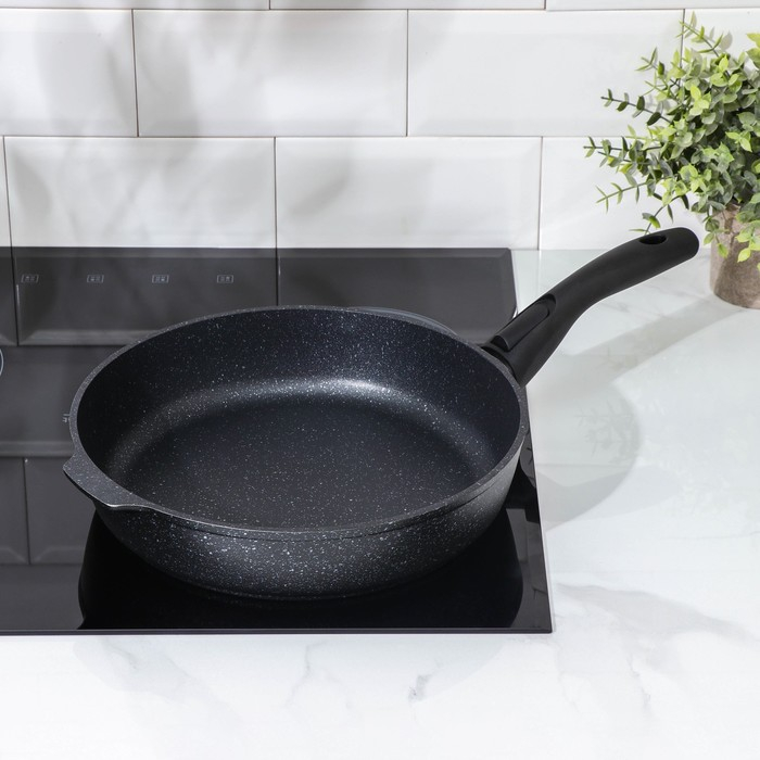 Сковорода, d=28 см, съёмная ручка, антипригарное покрытие, тёмный мрамор Сковорода, d=28 см, съёмная ручка, антипригарное покрытие, тёмный мрамор
