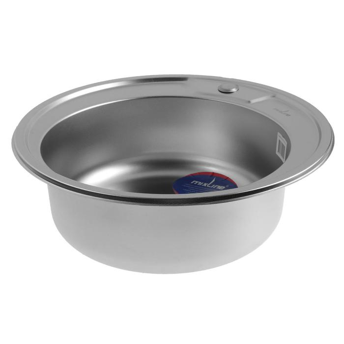 Мойка кухонная MIXLINE 532307, врезная, толщина 0.8 мм, 51х51х17 см, вып. 3 1/2 Мойка кухонная MIXLINE 532307, врезная, толщина 0.8 мм, 51х51х17 см, вып. 3 1/2", с сифоном