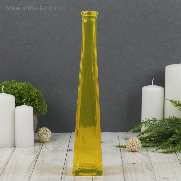 Ваза Ваза "Стрелка" четырехгранная, желтая 29х5,5х5,5 см, V=0,2л (1560)