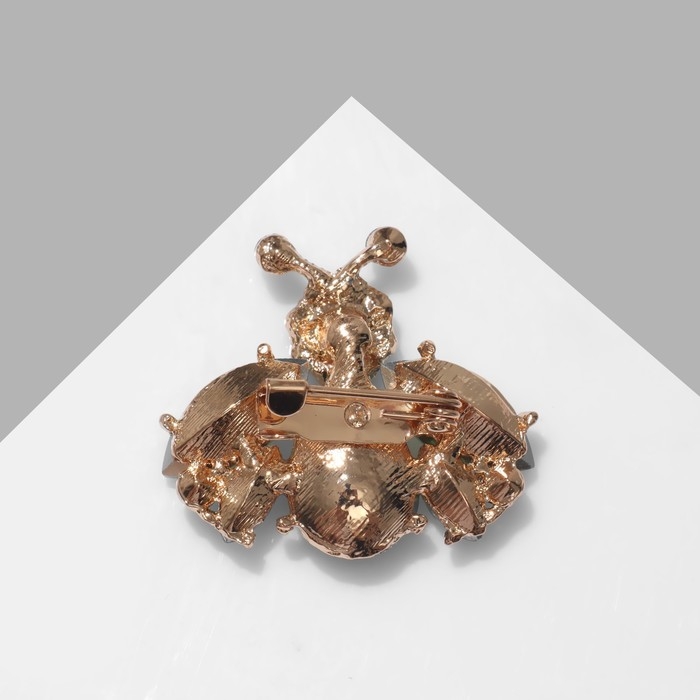 Брошь «Муха», цвет зелёный в золоте Брошь «Муха», цвет зелёный в золоте