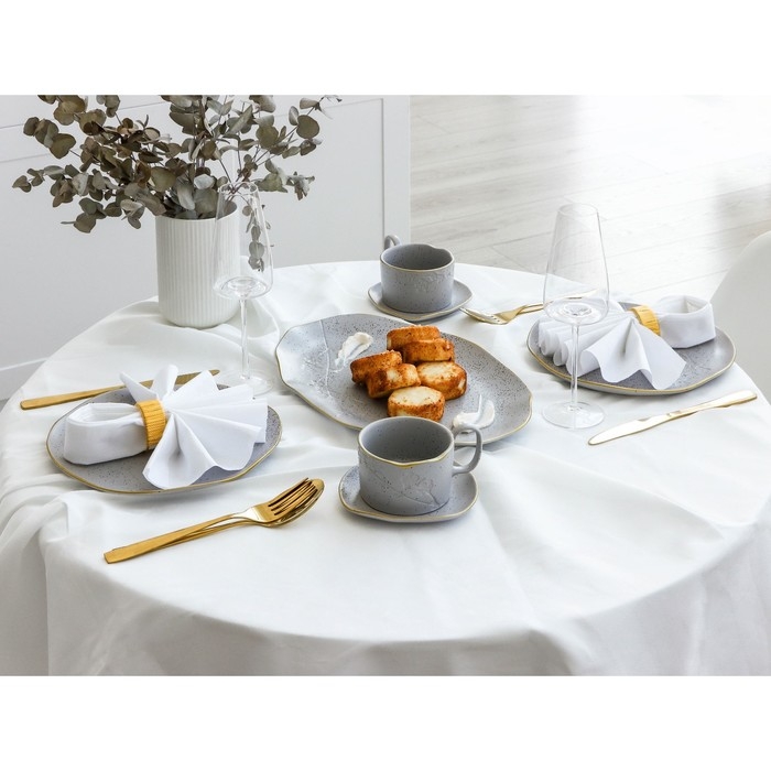 Чайная пара керамическая Dolce Ceramo. «Сканди», 2 предмета: кружка 220 мл, блюдце 13 х 13,6 см