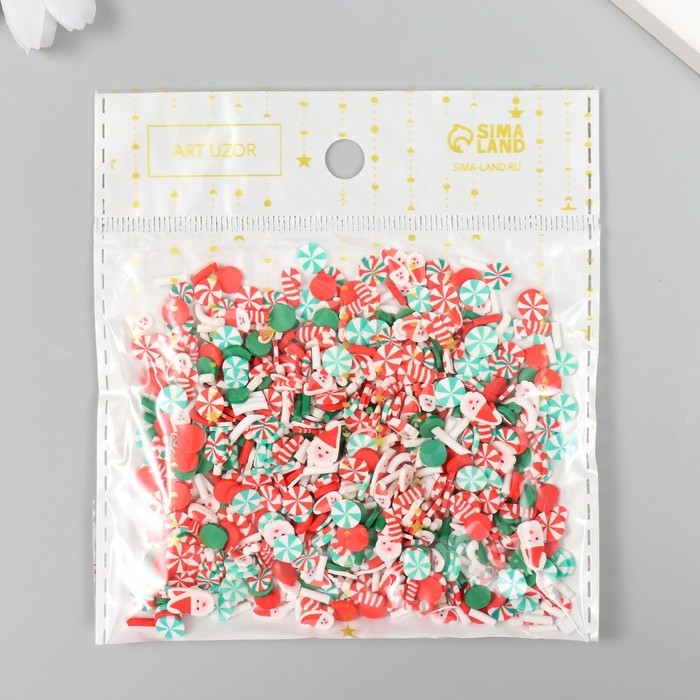 Декор для творчества пластик "Новогоднее ассорти" набор 20 гр МИКС