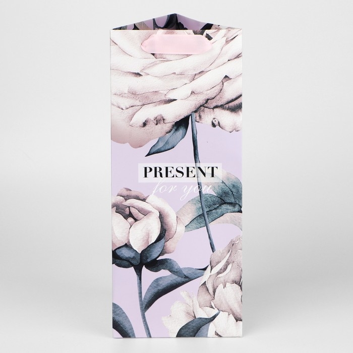 Пакет подарочный под бутылку, упаковка, «Нежность», 13 х 32 х 11,3 см