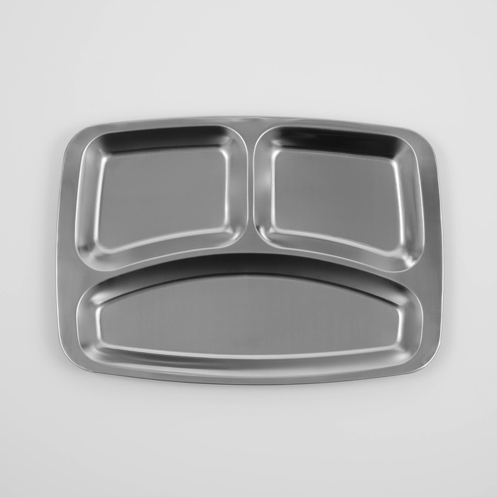 Поднос из нержавеющей стали, 3 секции, 29×21×1,5 см Поднос из нержавеющей стали, 3 секции, 29×21×1,5 см