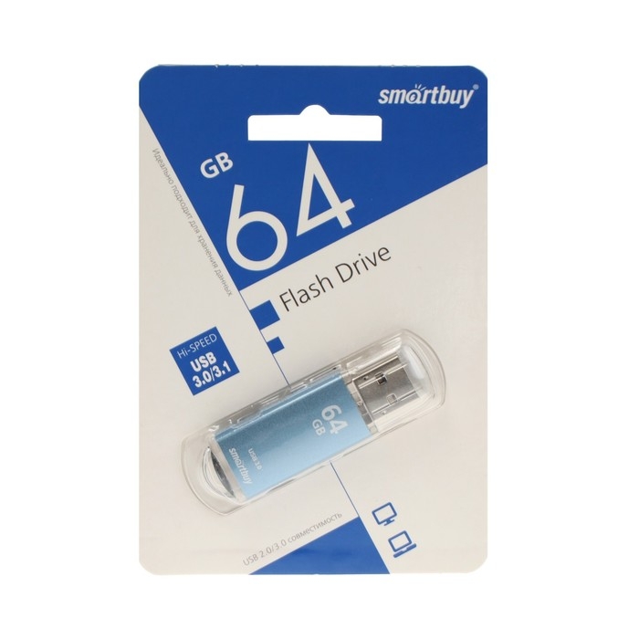 Флешка Smartbuy V-Cut, 64 Гб, USB 3.0, чт до 75 Мб/с, зап до 25 Мб/с, синяя Флешка Smartbuy V-Cut, 64 Гб, USB 3.0, чт до 75 Мб/с, зап до 25 Мб/с, синяя