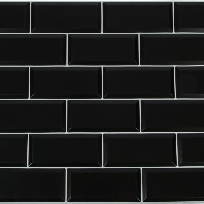 Панель ПВХ Блок чёрный, белый шов 962х484 мм Панель ПВХ Блок чёрный, белый шов 962х484 мм